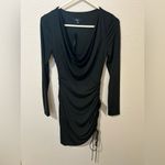 Lulus  Serious Stunner Black Ruched Long Sleeve Bodycon Dress Size S NWT Photo 3