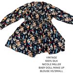 Nicole Miller Vtg RARE Nicole Miller Silk Baby Doll Makeup Blouse Top XS/Small Photo 1