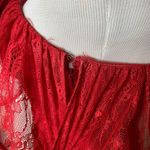 Georgina Chapman Pearl Lace Mini Dress Ruffle Strapless Sz 4 Red Photo 7
