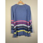 Talbots Girlfriend Cardigan Colorful Stripe Women's 2X Periwinkle Blue/Rainbow Photo 4