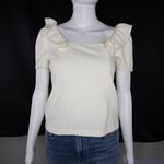 Madewell NEW  Crosshatch Ruffled‎ Top, XXS, white Photo 7
