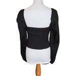 Lulus Women Black Twist Front Sweetheart Neckline Blouse Linen Blend Size Small Photo 2