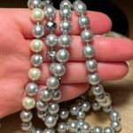 Faux Gray & White Pearl Long Necklace Photo 7