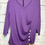 Allegra K  Purple Blouse with Button Detail Photo 0