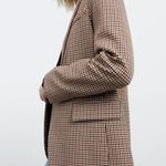 ZARA WOMAN PLAID CHECK BLAZER BLACK RED CAMEL JACKET 4432/709 XS Photo 1