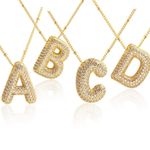 Letter G Initial Zircon Balloon Necklace Gold Photo 3