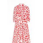 Boden Clara Cotton Maxi Heart Shirt Dress in Long Size 12 with Pockets Red Photo 1