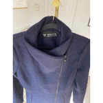Guess  Los Angeles Wool Coat Navy Asymmetrical Zip Quiet Luxury Cottagecore Trend Photo 13