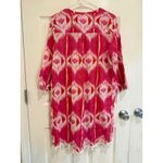 Soft Surroundings Embroidered Tunic Dress Pink White Ikat Print L Photo 5