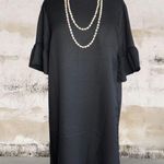 Emery Rose Black Ruffle Sleeve Shift Dress Round Neck & Leopard Scarf XL New Photo 4