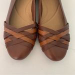 Clarks EUC Collection Sara Clover Brown Leather Woven Ballet Flats Size 10M Photo 3