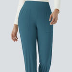 Halara NWT  Women's Teal nylon Jogger Pants size MP. No pockets. Elastic Photo 0