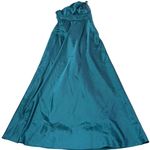 Adrianna Papell Dress Women 6 Blue Green One Shoulder Gown Pleated Waist Vintage Photo 0