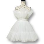 Katie May  XS Ivory Strapless Tulle Mini Dress Bridal Wedding Party Cocktail Photo 5