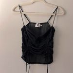 Princess Polly Mesh Corset Top Crop Cami Black Ruched Side Tie Tank Photo 1