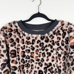 Wild Fable Women's Large Leopard Print Fuzzy Crewneck Pullover Sweatshirt Soft Photo 1