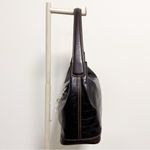 Dooney & Bourke Dooney Bourke Black Brown Leather Croc Embossed Lobster Clasp Hobo Makeup Bag Photo 4