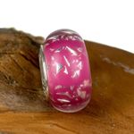 Chamilia Glitter Collection Pink Silver Murano Glass Inclusions Charm Bead NEW Photo 1
