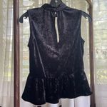 NWT Cloud & Sky Crushed Velvet Peplum Deep V Shirt Top Black Juniors Size Small Photo 1