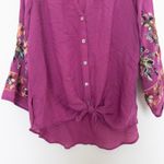Fig and Flower Womens Top Size M Fuscia Lace Embroidered Boho Hippie Summer Pink Size M Photo 3