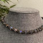 Y2K RARE Silver tone iridescent beaded glass resin gemstone choker necklace #fairy #grunge #subversive #whimsygoth #gothic festival jewel Photo 0