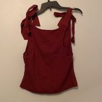 English Factory NEW Mixed Media Henley Tank in Maroon Photo 3