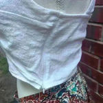 ZARA  Women's White Linen Blend Knotted Crossover Crop Lightweight Top Sz M Photo 9