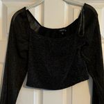 Dillard's  Originality Black and Gold Mesh Crop Top Photo 0