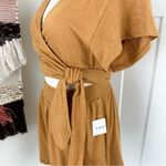 Free People  Fauna Jersey Knit Wrap Romper Short Sleeve Mustard Size XS NWT Photo 5