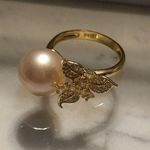 Boutique 11.5mm Custom Made Genuine Pearl Clover Ring Photo 0
