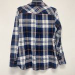 Woolrich  Flannel Shirt Womens Large Oxford Button Up Long Sleeve Plaid Blue Photo 3