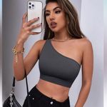 One Shoulder Padded Crop Top / Sports Bra Photo 1