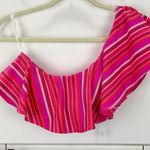 Trina Turk Marai Swimsuit Set One Shoulder Ruffle Pink Striped Padded US 10 NWT Photo 4