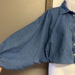 Banana Republic Blue Chambray Lined Bubble Sleeve Button Down Shirt- Small Photo 2