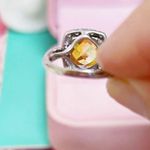 14kt White Gold 2+ Carat Cushion Cut Diamond Halo Citrine Ring Silver Size 6 Photo 9