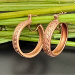STS KARIS Basket Weave Knot Design Rose Gold Plated Hoop Earrings 10g. Pink Photo 0