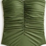 J.Crew  One Piece Swimsuit Women's Plus 22 Olive Green Ruched Sweetheart Neckline Photo 0