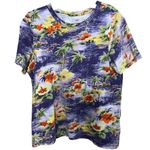 Faherty Sunwashed Crewneck Tropical Print Vacation Short Sleeve Cotton Tee Small Photo 1