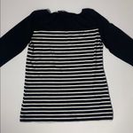 Jones New York  Black and White Striped Long Sleeve Top Women’s Medium Photo 9
