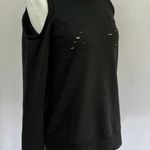 Central Park West New Distressed Cold Shoulder Zip Back Los Feliz Sweatshirt Black Photo 6