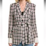 Favorite Daughter The City Plaid Tweed Belted Blazer Jacket Red Photo 0