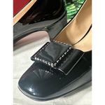 Salvatore Ferragamo Black Patent Leather Chunky Kitten Heels Pumps size 10 AA Photo 12