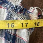 Paper Crane plaid sleeveless shirt dress Fringe hem Red white blue Size S Cotton Photo 6