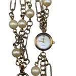 Anne Klein Women's Chunky Bracelet Watch Gold Faux Pearl Wrap Bracelet Photo 4