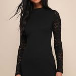 Lulus black Lace Sleeve Body on Mini Dress Photo 0