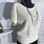 Vintage Y2K Chaus Chunky Knit Cream Blouse Short Sleeve Small Photo 4