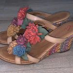 Born Shoes Crown by Born Colorful Rainbow Wicker Leather Flower Wedge Sandals Photo 0