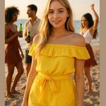 EXPRESS  yellow/gold off the shoulder romper Photo 0