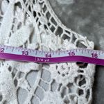 Crochet Lace Trim Kimono Vest Womens Medium Orange White Ombre Duster Boho Chic Photo 8