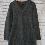 Athleta Vital V-Neck Tunic Oversized Black Marled Sweater Cashmere Wool Blend Photo 0